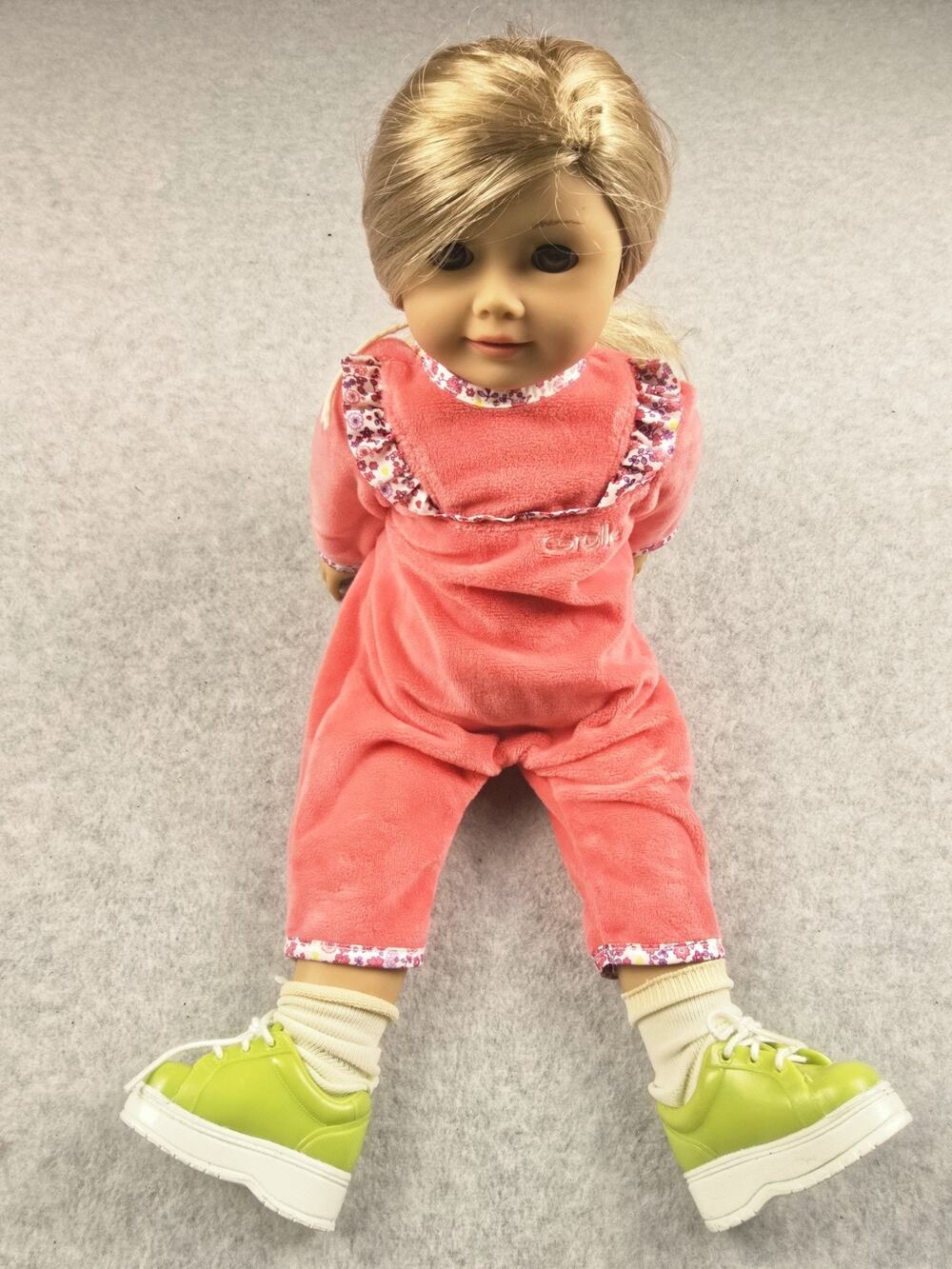 American Girl Doll 18" Blonde Hair Brown Eyes Pink Jumpsuit Lime Green Shoes